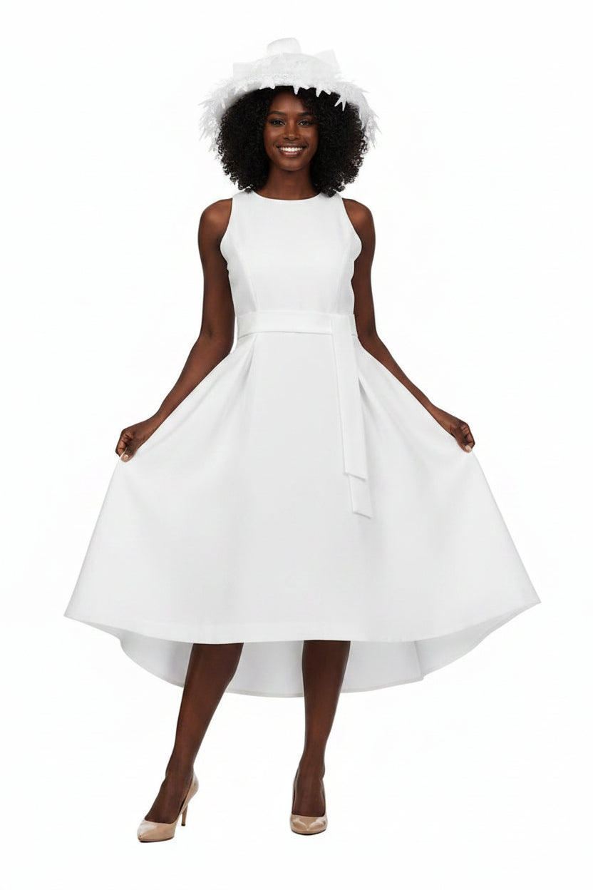 Sleeveless Full Flare Hi - Lo Drs w/ Belt - Plus - Especially Yours
