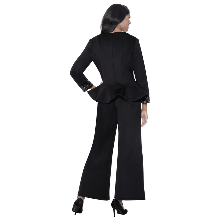 Matching Set with Palazzo Pants, Rhinestone and Pearl Trimmed Top SL600472 - Especially Yours