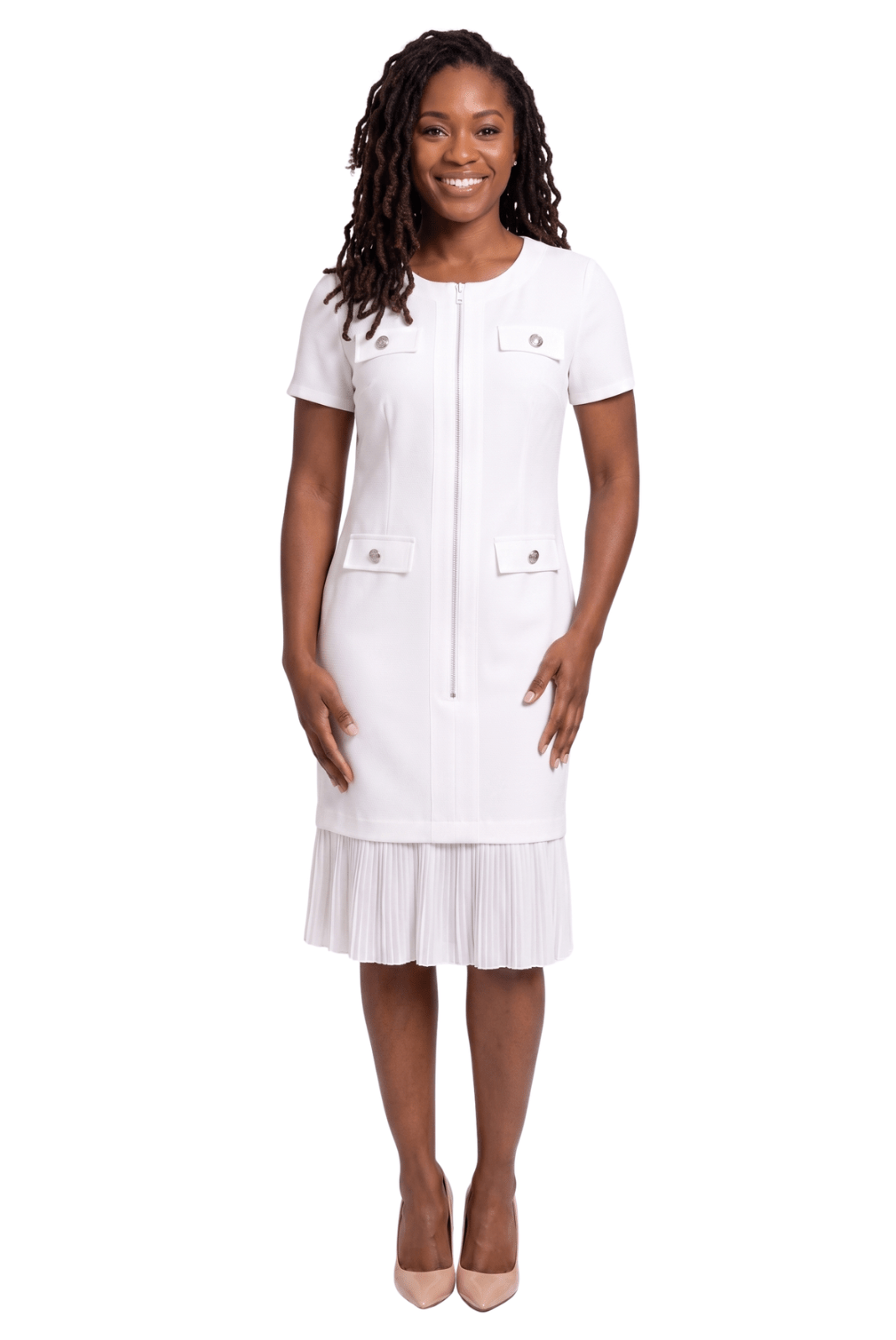 Pearl Button Sheath Dress by Divine Apparel - Especially Yours