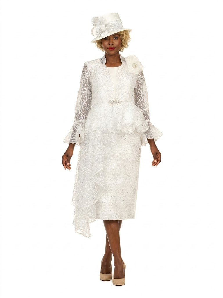 3pc Lace Peplum Skirt Suit w/ Asymmetric Jkt - Plus - Especially Yours