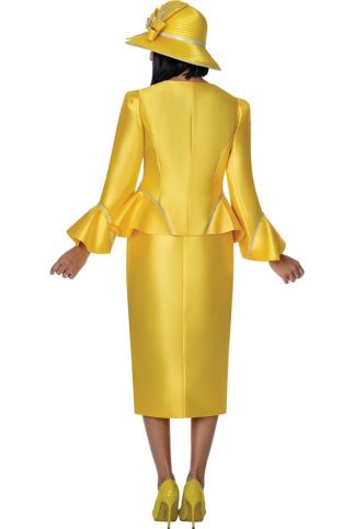 Sunburst Rhinestone Peplum Suit Set in Vibrant Yellow G401742