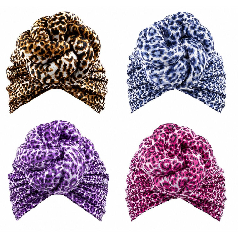 12PCS - Leopard Patterned Turban Hats PKH7120 - Especially Yours