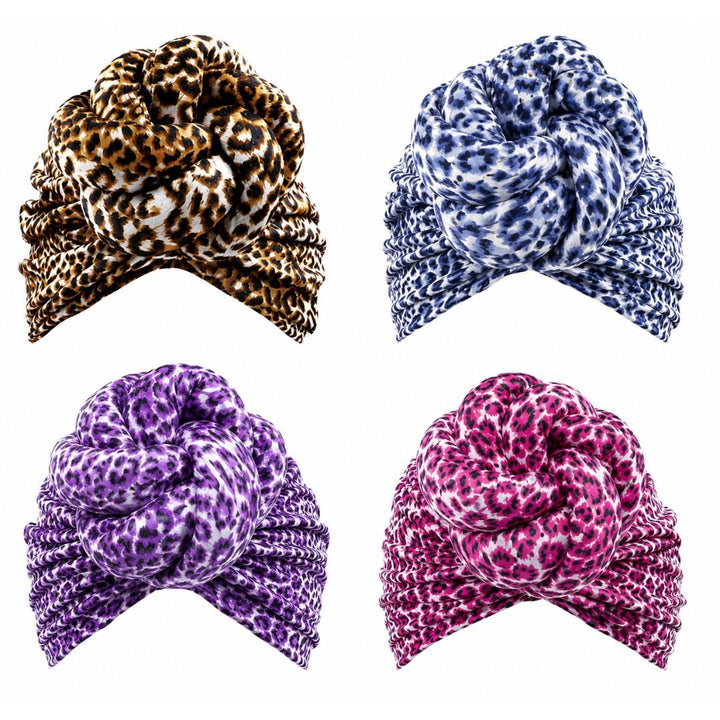 12PCS - Leopard Patterned Turban Hats PKH7120 - Especially Yours