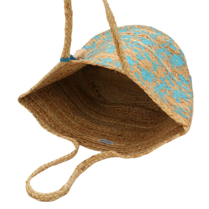 Splash Print Pom Multi Tassel Woven Straw Tote Bag - Especially Yours