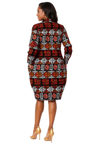 7738-Button Down Ankara Print Tunic Dress