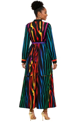 7657 - Authentic African Print Wide Leg Belted Jumpsuit