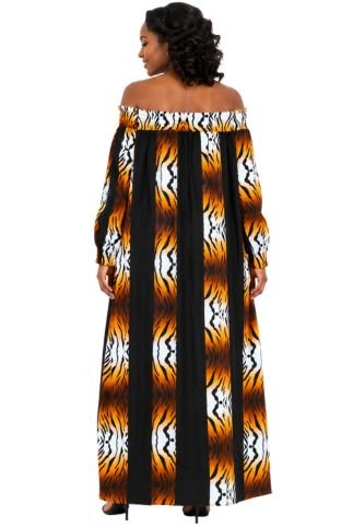 7604 - Latisha Mix Match African Print Off Shoulder Long Dress - Especially Yours