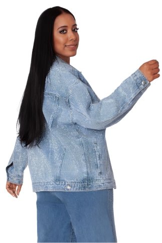 Oversized Rhinestone Denim Jacket -82820 - Especially Yours