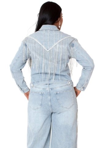 Rhinestone Fringe Denim Jacket – 82938 - Especially Yours