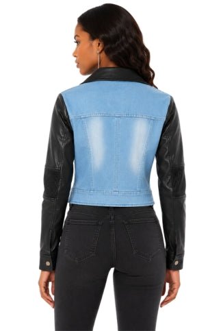 Leather and Denim Moto Jacket -81689 - Especially Yours