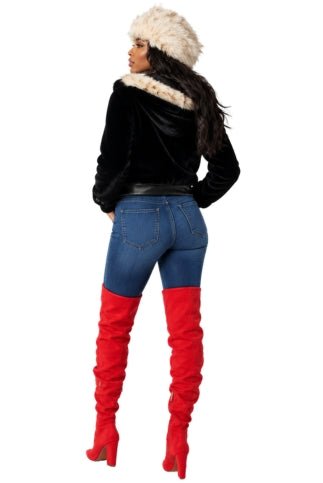 Fur Jacket with Studded Lapel -82083 - Especially Yours