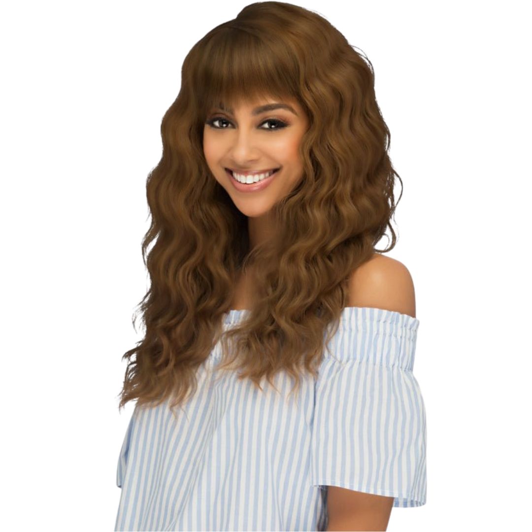 22 Inch Layered Loose Deep Wave Wig with Bangs by Amore Mio