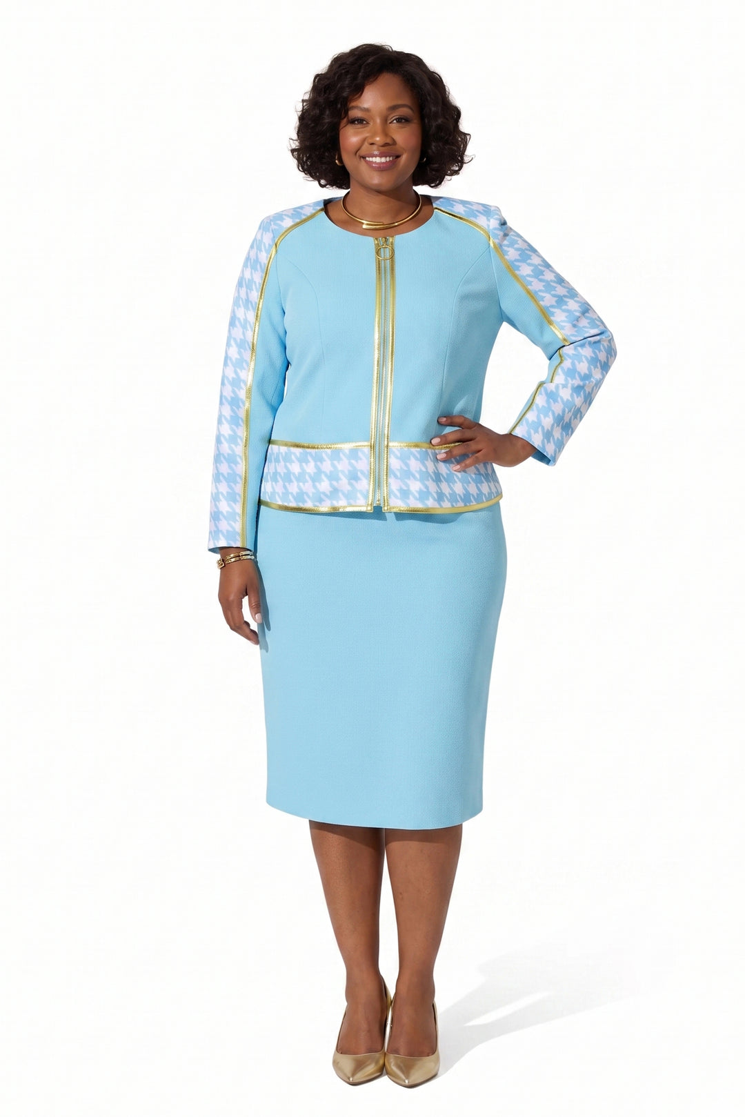 Checks 'n Gold Border Suit by EY Boutique