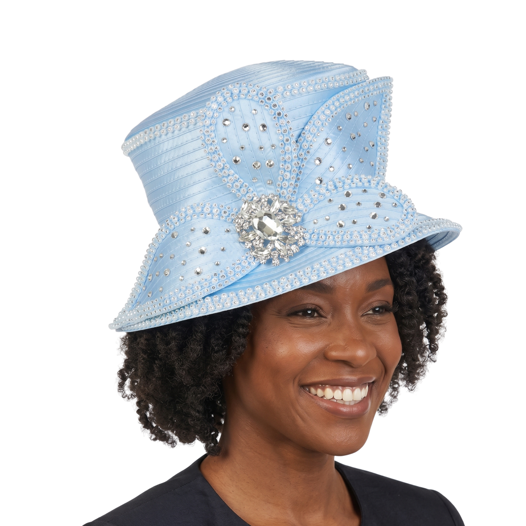 Small Brim Hat w/ Bows & Rhinestone Decor