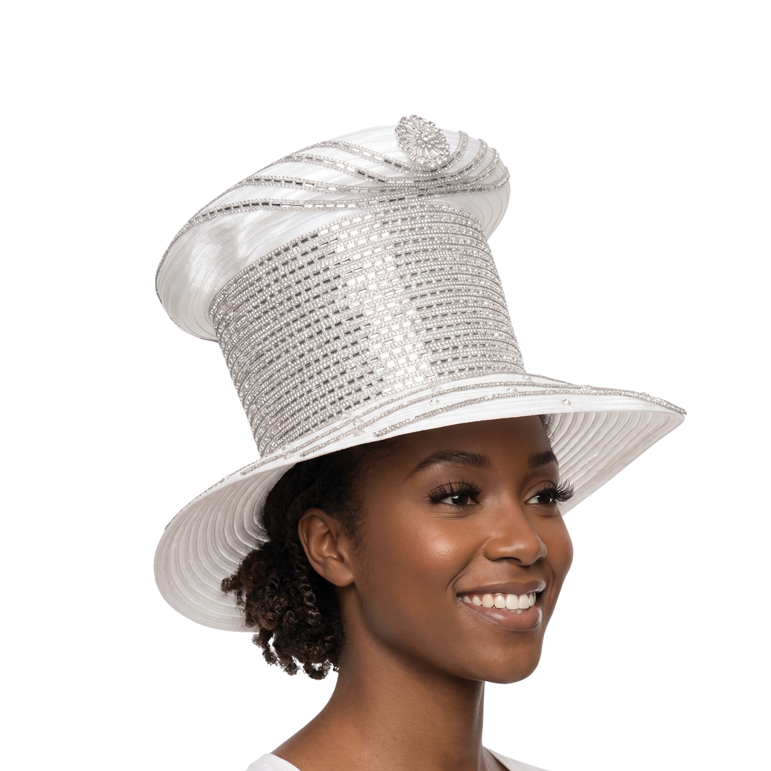 High Crown Heavily Stoned Medium Brim Hat