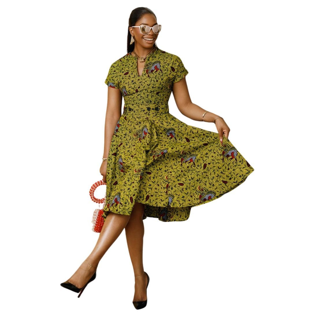 GINA AFRICAN PRINT MIDI DRESS [MULTICOLOR] - Especially Yours