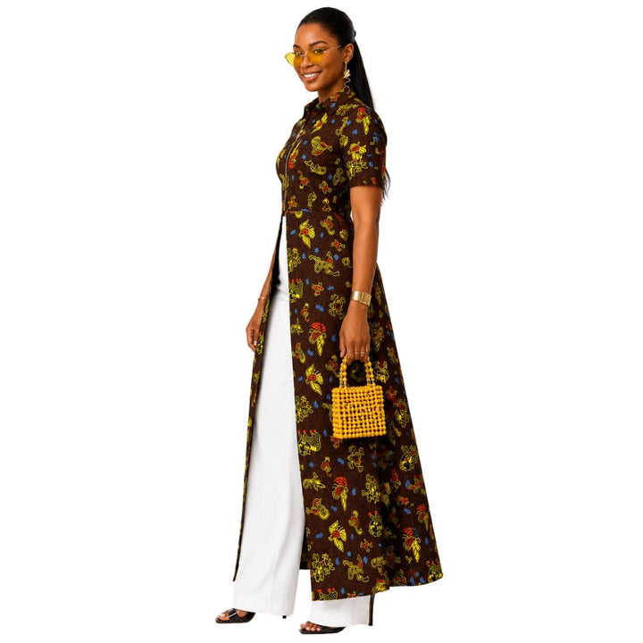 FOLA AFRICAN PRINT COLLARED ZIP FRONT TOP DRESS - Especially Yours