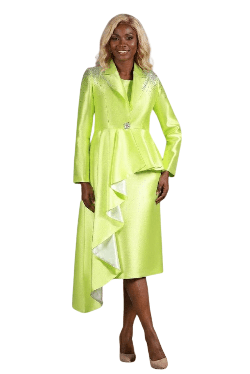 3pc Silky Twl Skt Suit w/ Uneven Rfl Stoned Jkt - Especially Yours