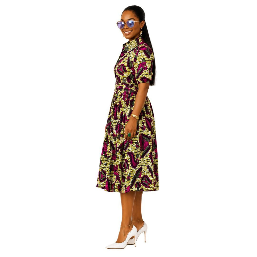 MOREMI AFRICAN PRINT BUTTON DOWN DRESS - Especially Yours