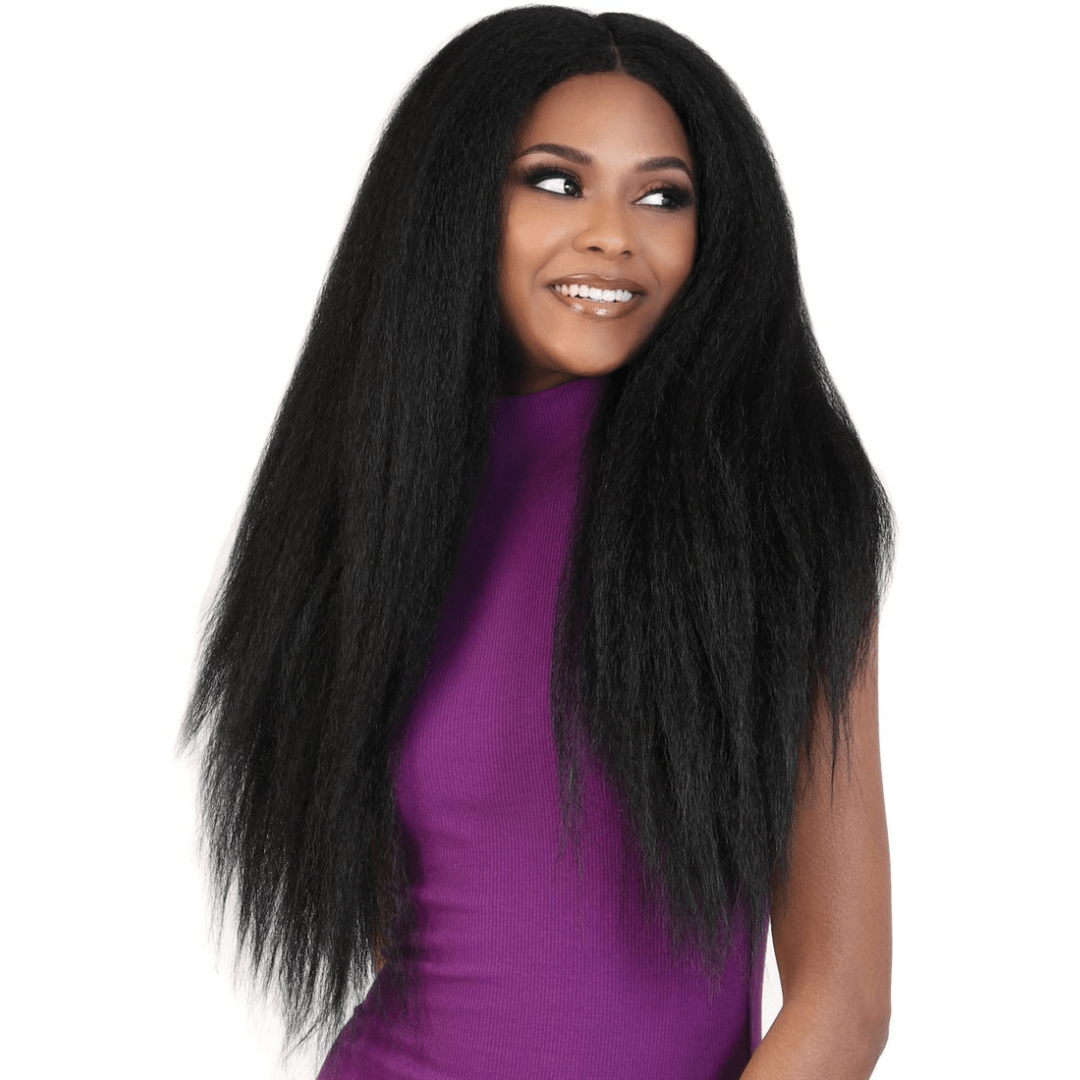 HBL.KIMIA Natural Kinky Straight Long Human Hair Blend Lace Wig - MoTown Tress - Especially Yours