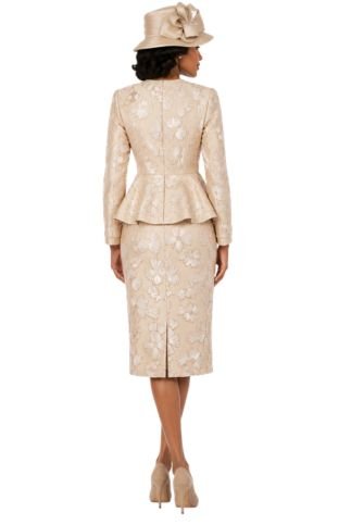 Couture Floral Embroidered 3-Piece Skirt Suit