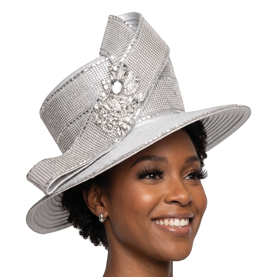 LARGE BRIM MASSIVE STONED RIBBON HAT