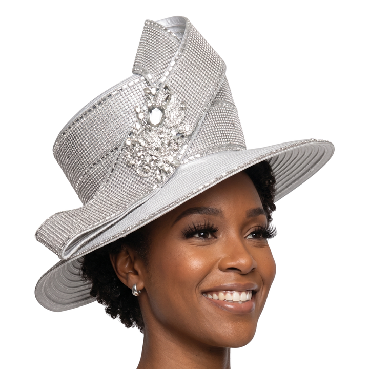 LARGE BRIM MASSIVE STONED RIBBON HAT