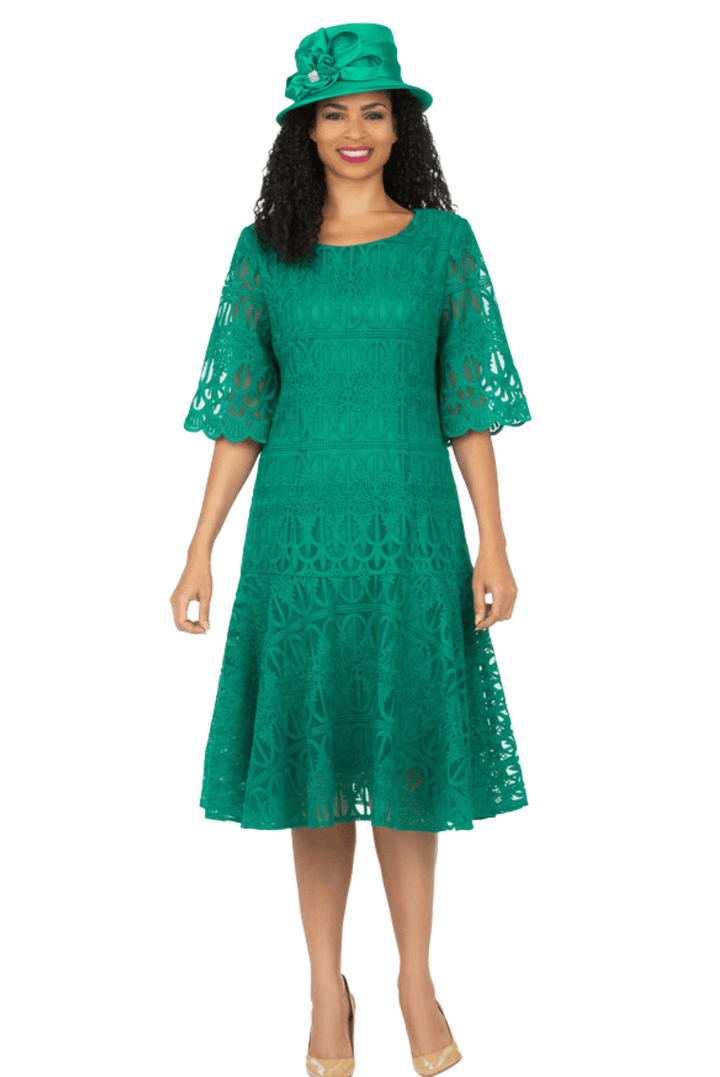 1pc Embroidery Lux Lace Pleated Flare Dress - Especially Yours