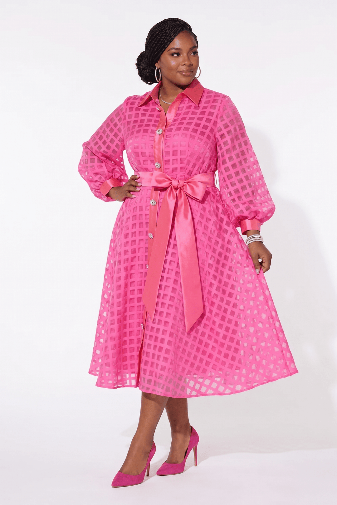 Sheer Lattice Midi Shirtdress by EY Boutique - Especially Yours