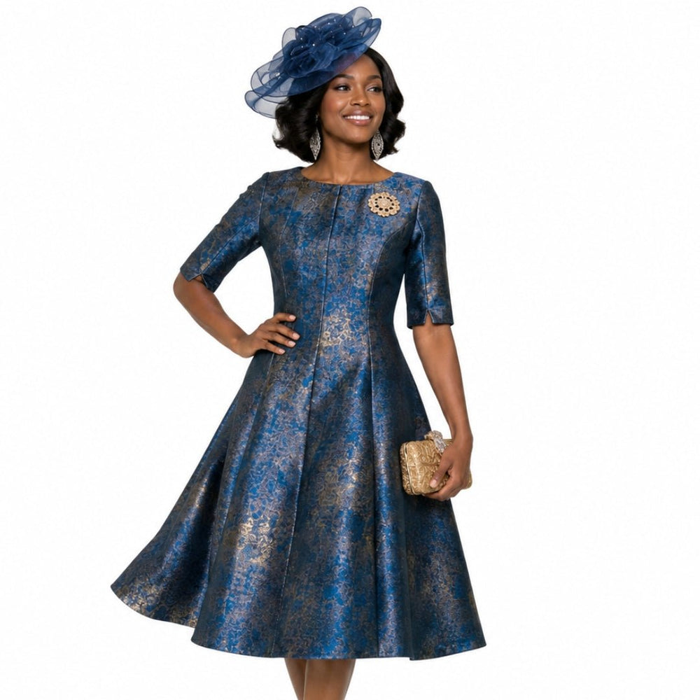 Elegant Jacquard A - Line Midi Dress by Lily & Taylor - Especially Yours