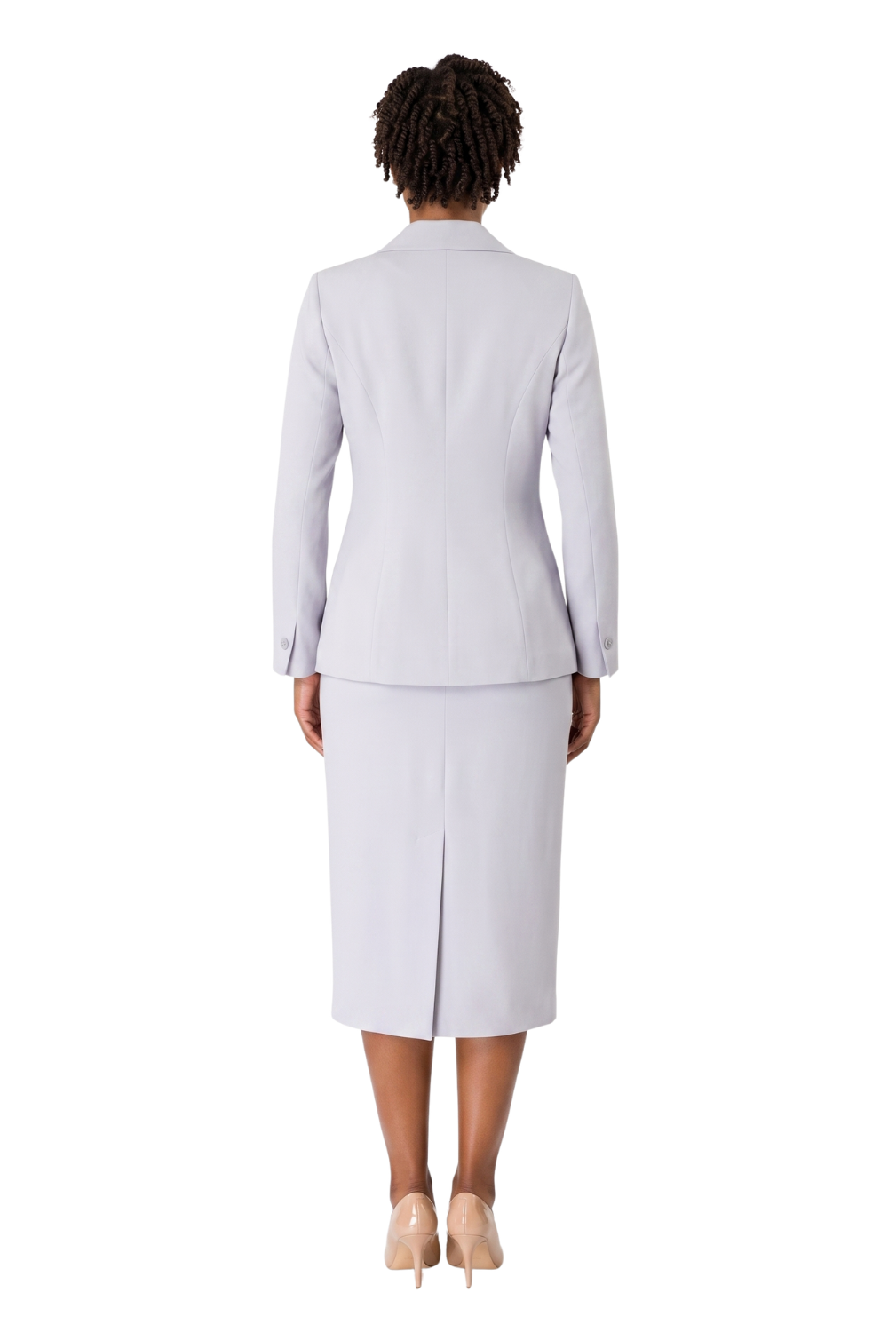 2pc Notch Collar 3-button Skirt Suit w/ Brooch - Plus Size