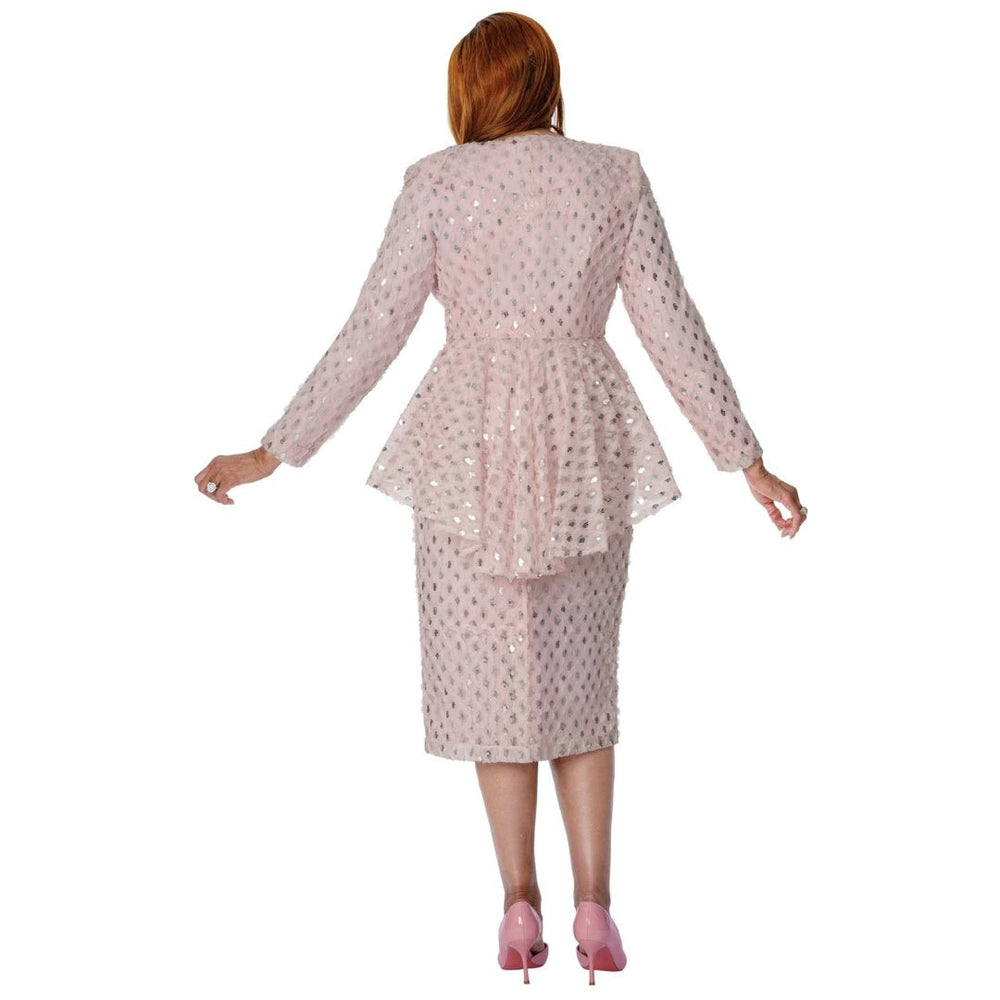 Elegant 2 - Piece Sequin Peplum Skirt Suit with Rhinestone Brooch DCC310282 - Especially Yours