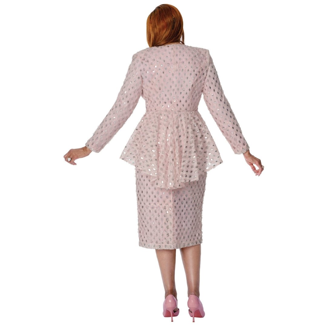 Elegant 2 - Piece Sequin Peplum Skirt Suit with Rhinestone Brooch DCC310282 - Especially Yours