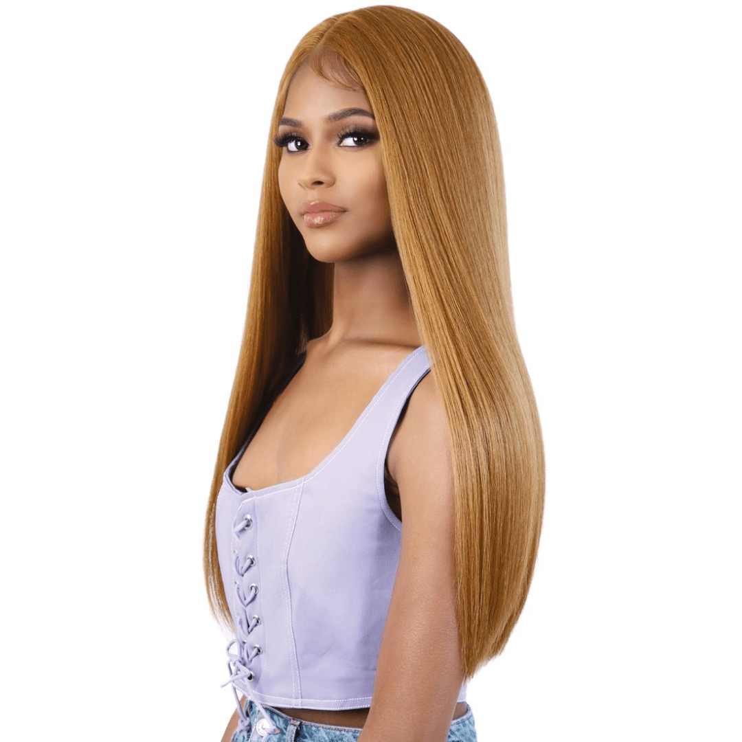 HBL.LATOY Long Straight Blunt Cut Human Hair Blend Lace Wig - MoTown Tress - Especially Yours