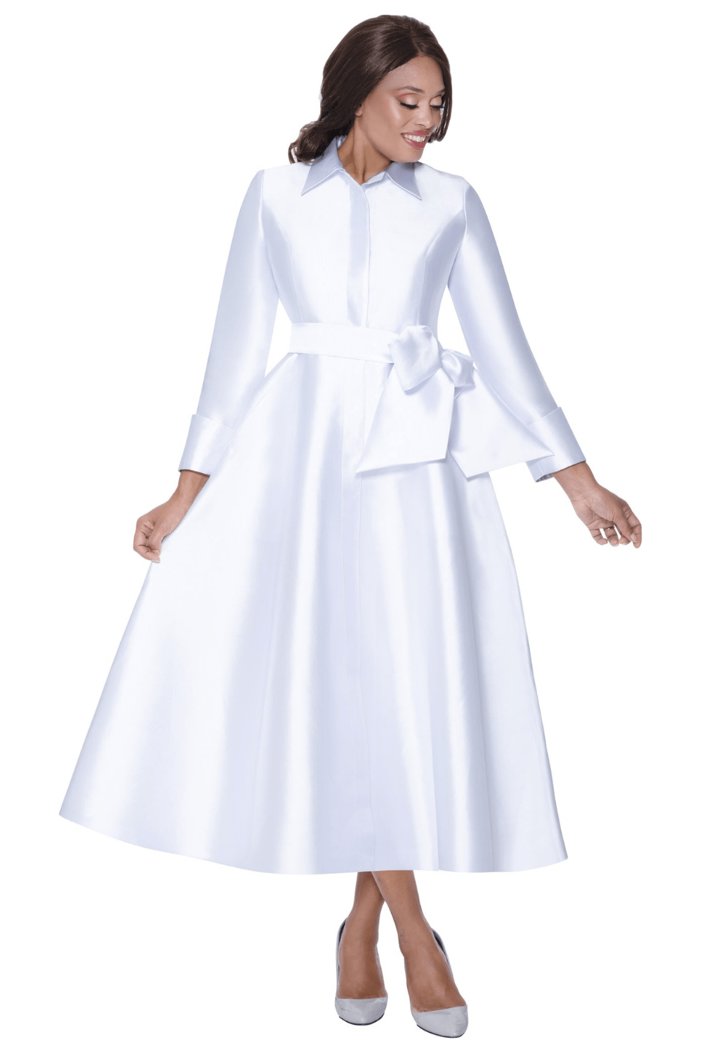 Simple Maxi Dress with Shirt Collar and Sash Belt DN100311 - Especially Yours