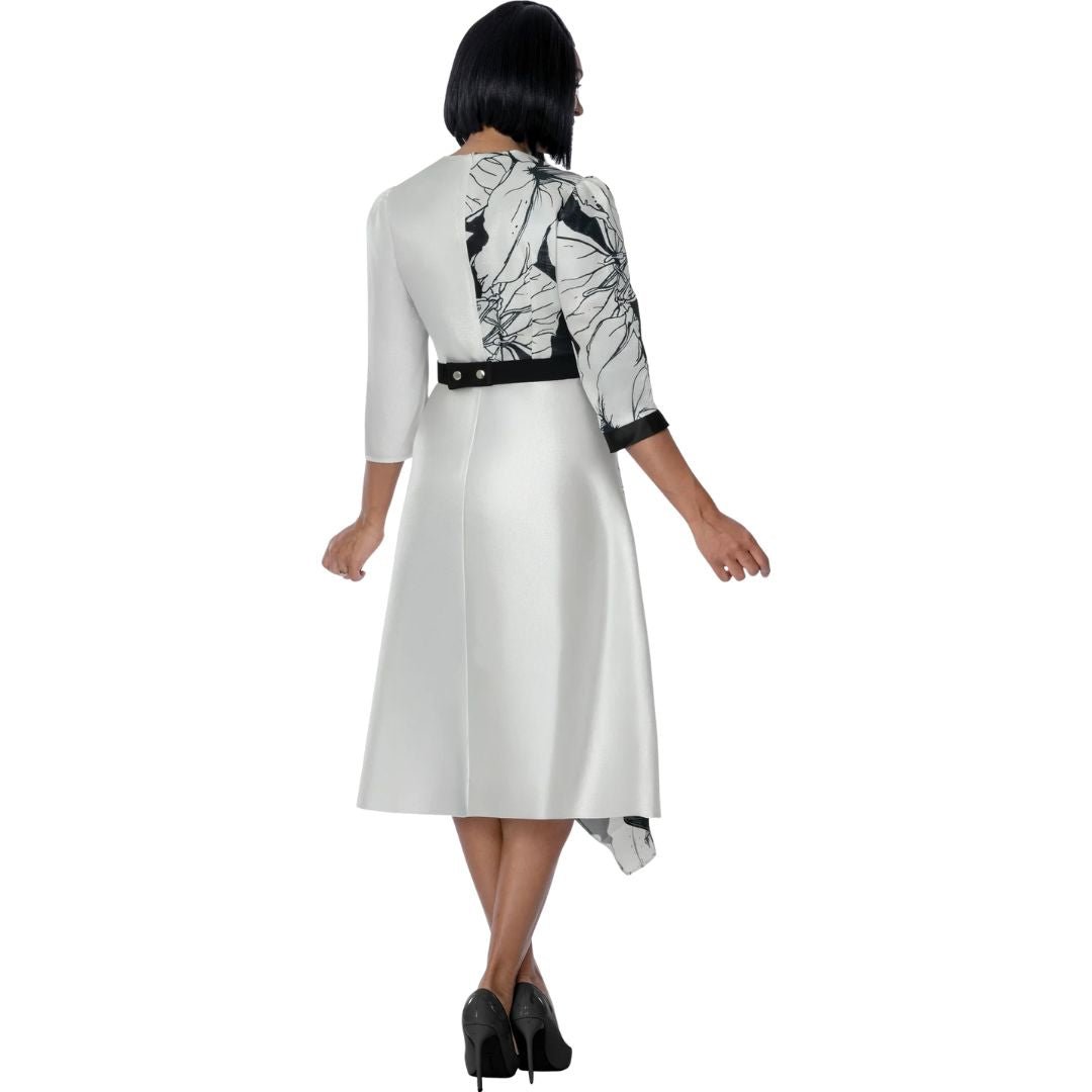 Black & White Floral Sketch Asymmetric Wrap Dress - Dresses by Nubiano - Especially Yours