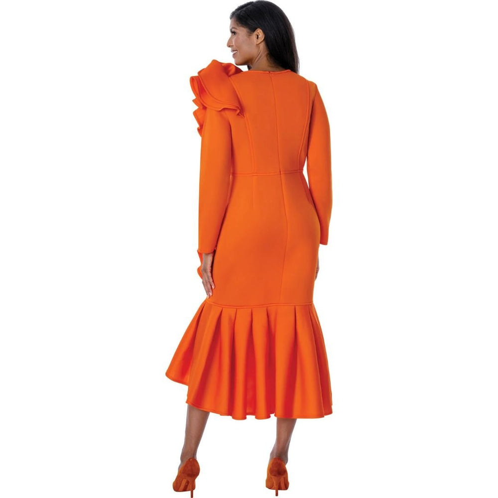 Orange Ruffle Cascade Midi Dress - Dresses by Nubiano - Especially Yours