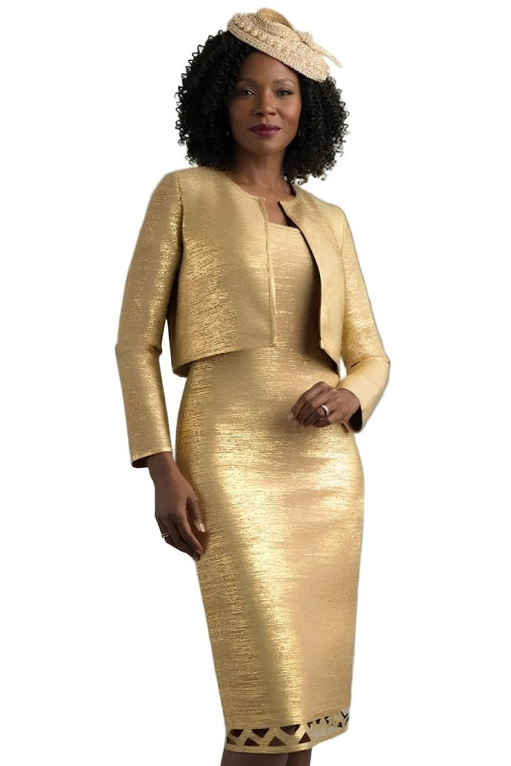 Golden Hour Metallic Jacket & Sheath Dress Set by Lily & Taylor - Especially Yours