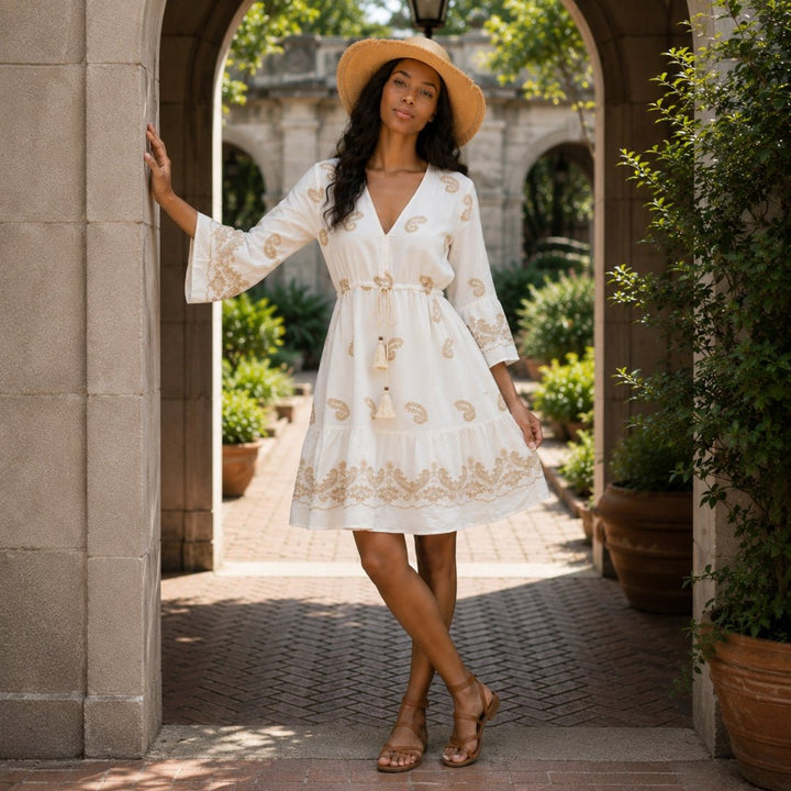 Paisley Embroidered Boho Mini Dress - Especially Yours