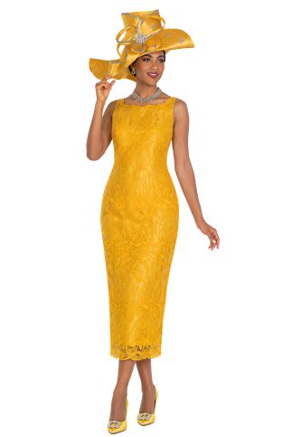 Women’s Gold Church Suit - Floral Lace Dress, Satin Jacket - 6213