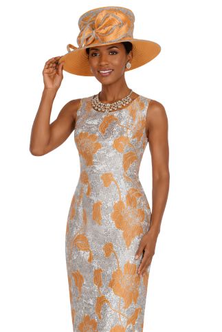 Elegant 2-Piece Floral Brocade Dress & Jacket Set - 6355
