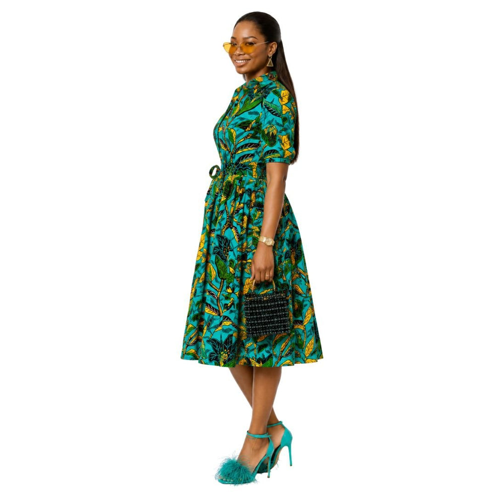 MOREMI AFRICAN PRINT BUTTON DOWN DRESS [MULTICOLOR] - Especially Yours