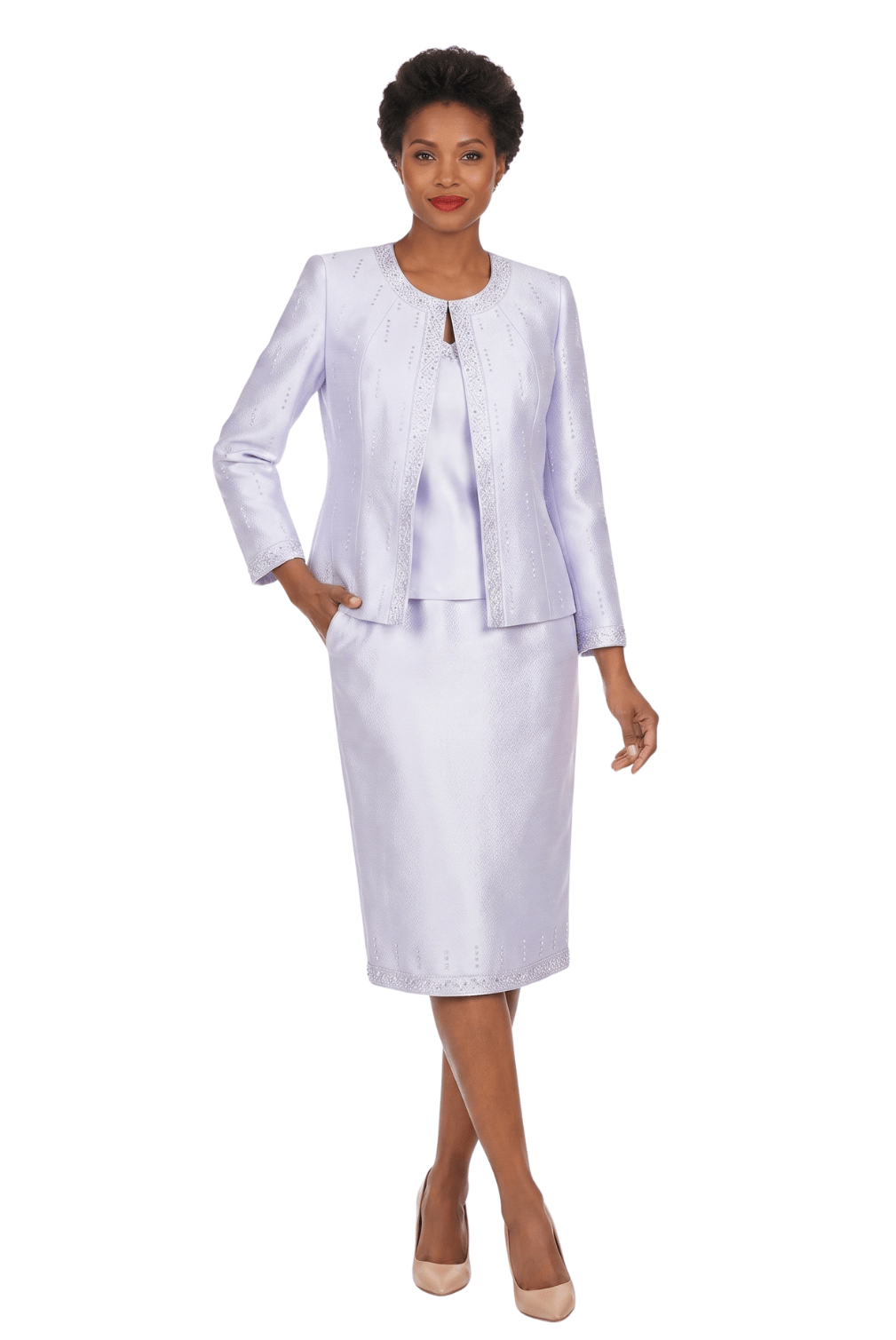 3pc Silky Twill Skt Suit w/ Meteoric Stones - Plus - Especially Yours
