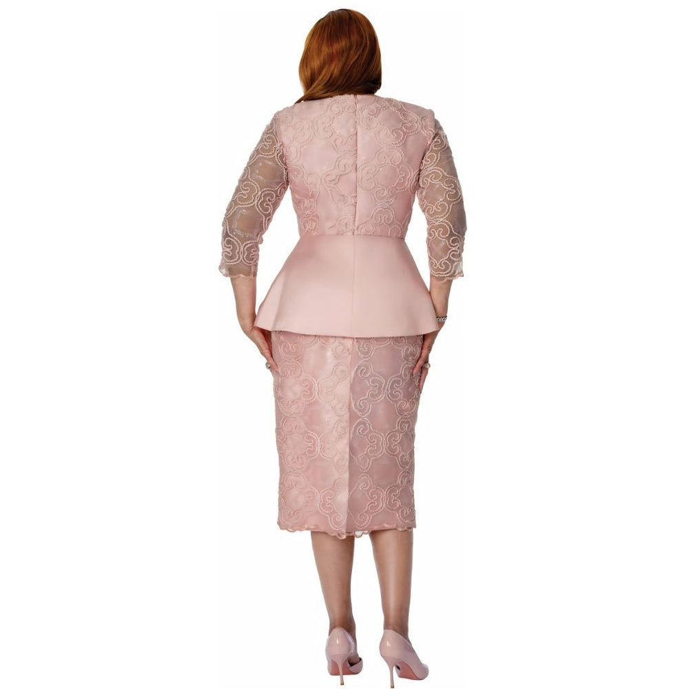 Blush Lace Peplum Church Suit Dress - Designer Church Suits - Especially Yours