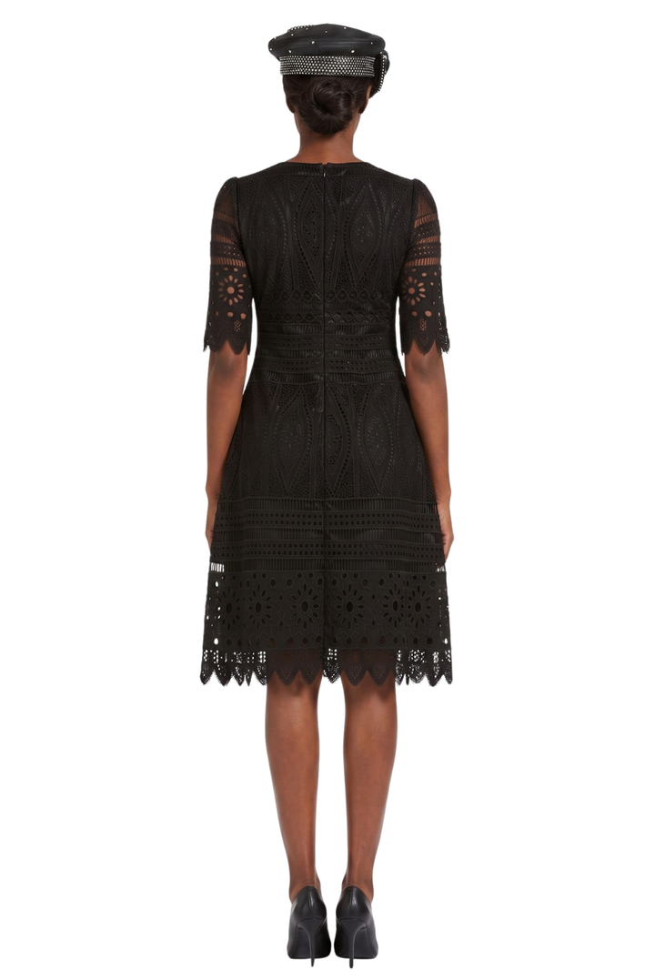 1pc Elbow Length Slv Lux Lace Shift Dress