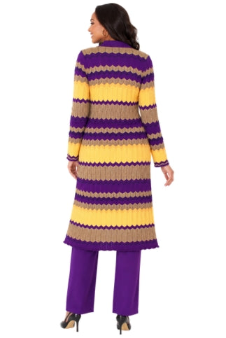 Striped Knit Duster Pant Set - 51014