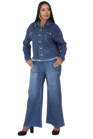 Glitter - Effect Flared Denim Pants - 82955 - Especially Yours