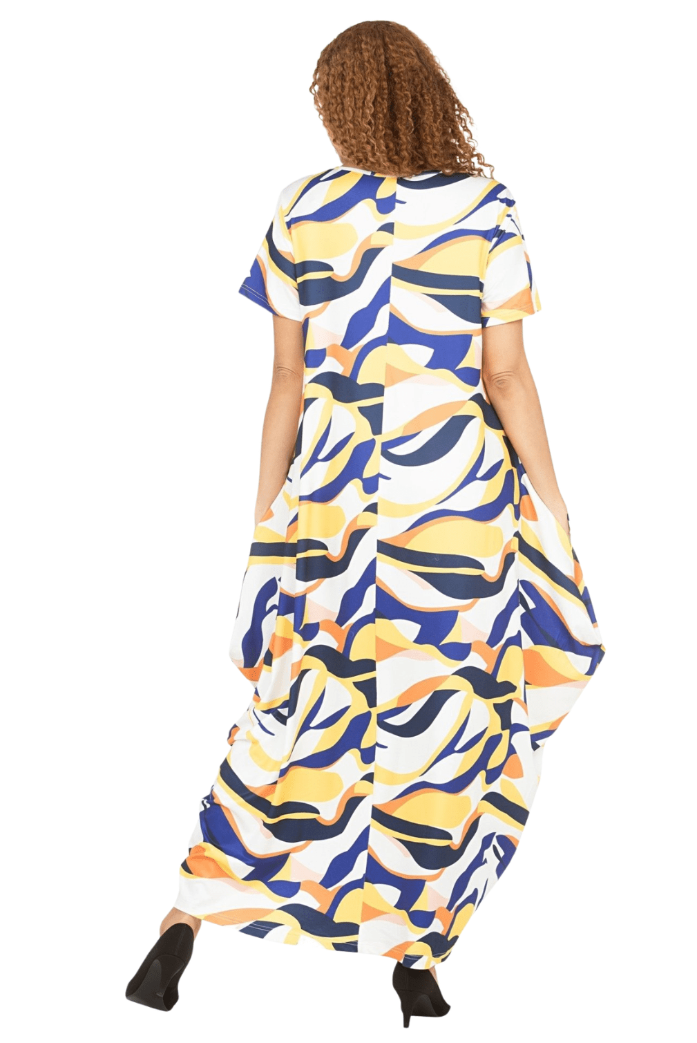 Short Slv Jersey Knit Abstract Print Maxi Dress - Especially Yours