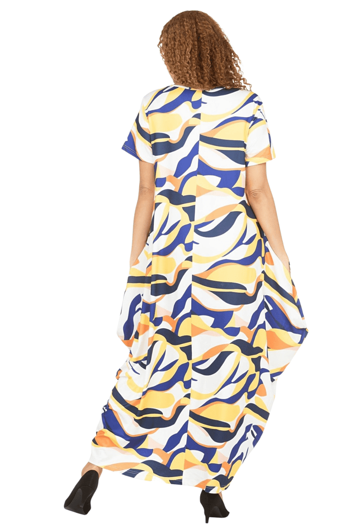 Short Slv Jersey Knit Abstract Print Maxi Dress - Especially Yours