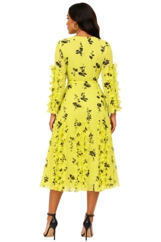 Ruffled Floral Tie - Waist Midi Dress - 83012 - Especially Yours